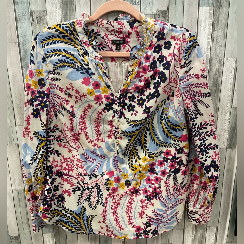 Talbots Floral Pullover Blouse Top Sz S
